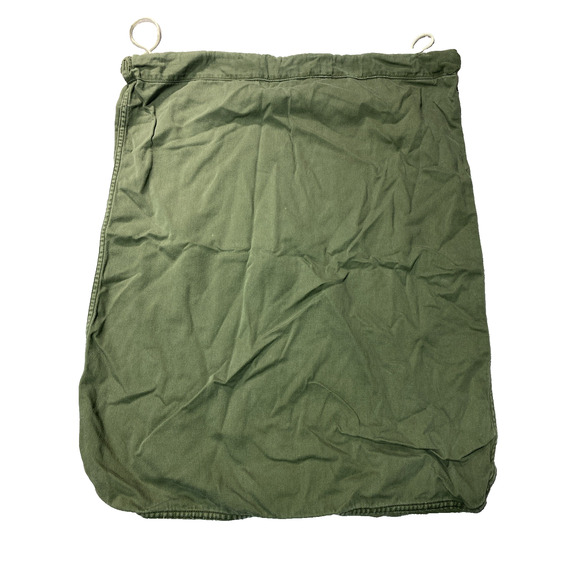 US Army Military Cotton Laundry Bag Sack Draw String Cinch Green USA VINTAGE - Picture 2 of 8